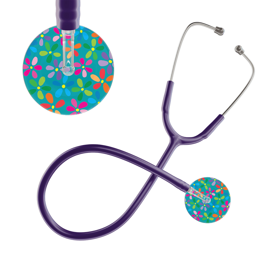 Ultrascope Single Stethoscope Teal Flower Power / Adult / Purple Flower Power Stethoscope
