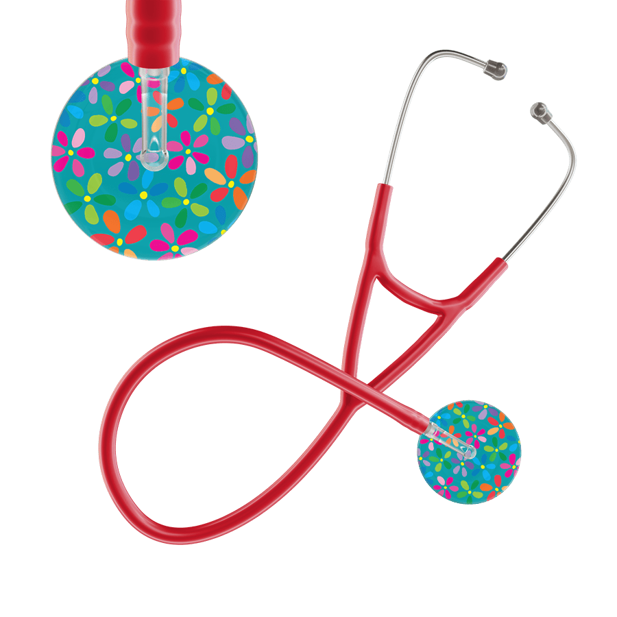 Ultrascope Single Stethoscope Teal Flower Power / Adult / Red Flower Power Cardiology Stethoscope