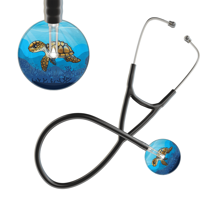 Ultrascope Single Stethoscope Sea Turtle / Adult / Black Sea Turtle - Underwater Ocean Cardiology Stethoscope