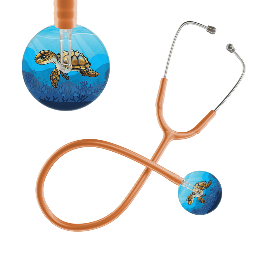 Ultrascope Single Stethoscope Sea Turtle / Adult / Caramel Sea Turtle Stethoscope - Cute Underwater Design by Ultrascope