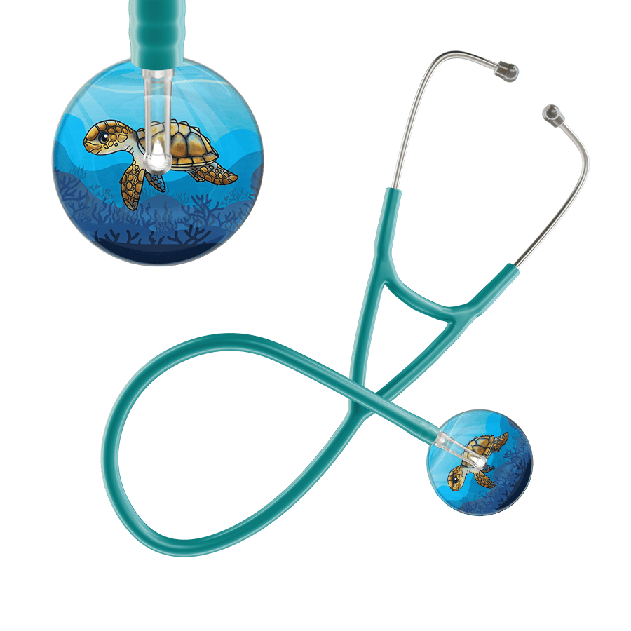 Ultrascope Single Stethoscope Sea Turtle / Adult / Jade Sea Turtle - Underwater Ocean Cardiology Stethoscope