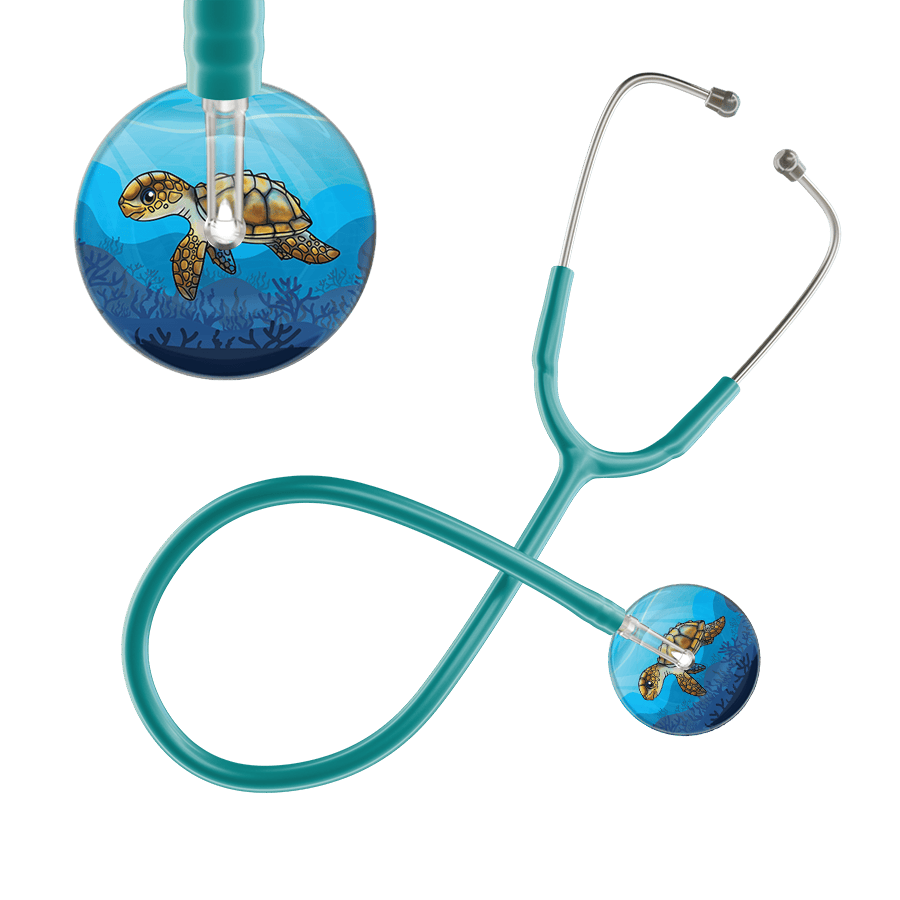 Ultrascope Single Stethoscope Sea Turtle / Adult / Jade Sea Turtle Stethoscope - Cute Underwater Design by Ultrascope