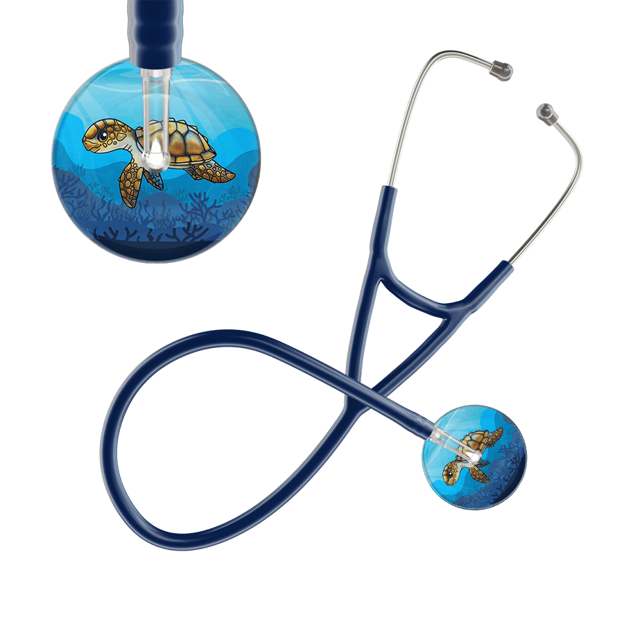 Ultrascope Single Stethoscope Sea Turtle / Adult / Navy Sea Turtle - Underwater Ocean Cardiology Stethoscope