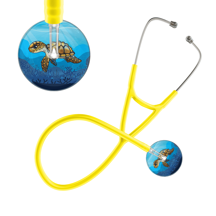 Ultrascope Single Stethoscope Sea Turtle / Adult / Yellow Sea Turtle - Underwater Ocean Cardiology Stethoscope