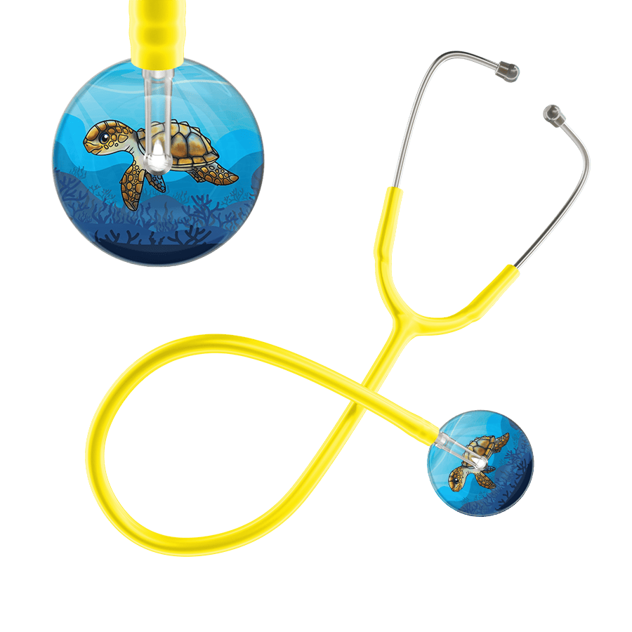 Ultrascope Single Stethoscope Sea Turtle / Adult / Yellow Sea Turtle Stethoscope - Cute Underwater Design by Ultrascope