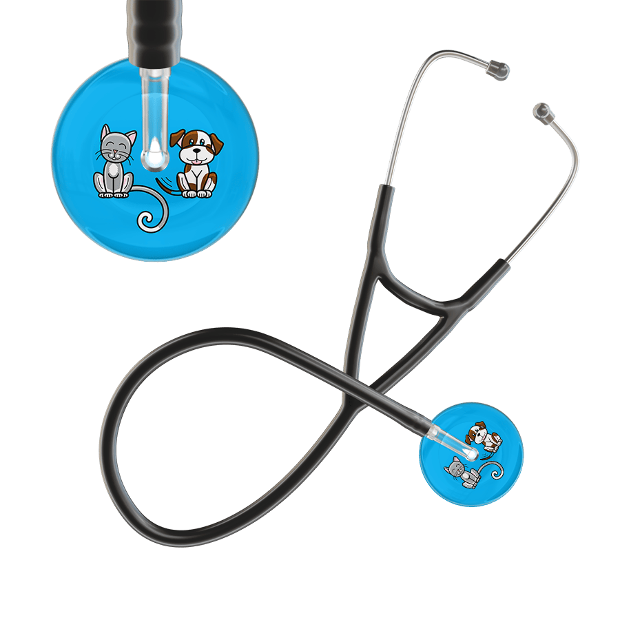 Ultrascope Single Stethoscope Cat & Dog Cyan (CY) / Pediatric / Black Dark Cat & Dog Cardiology Stethoscope