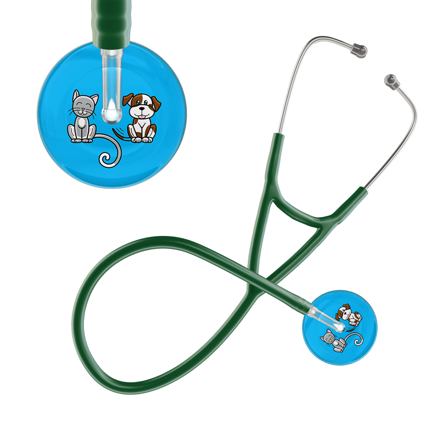 Ultrascope Single Stethoscope Cat & Dog Cyan (CY) / Pediatric / Dark Green Dark Cat & Dog Cardiology Stethoscope