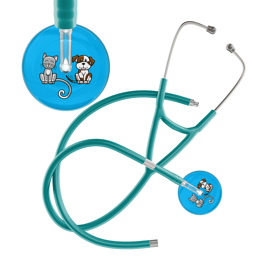 Ultrascope Single Stethoscope Cat & Dog Cyan (CY) / Adult / Jade Extended Tubing Dark Cat & Dog Cardiology Stethoscope