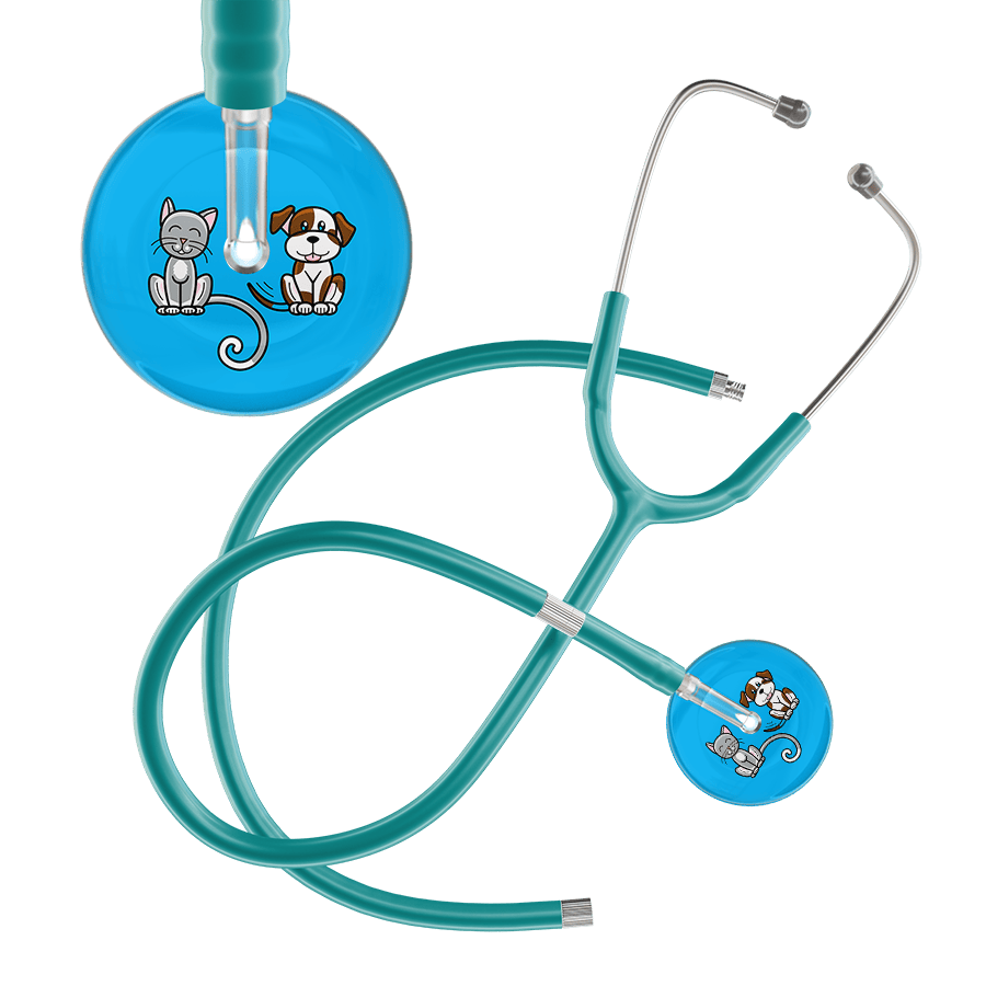 Ultrascope Single Stethoscope Cat & Dog Cyan (CY) / Pediatric / Jade Extended Tubing Dark Cat & Dog Stethoscope