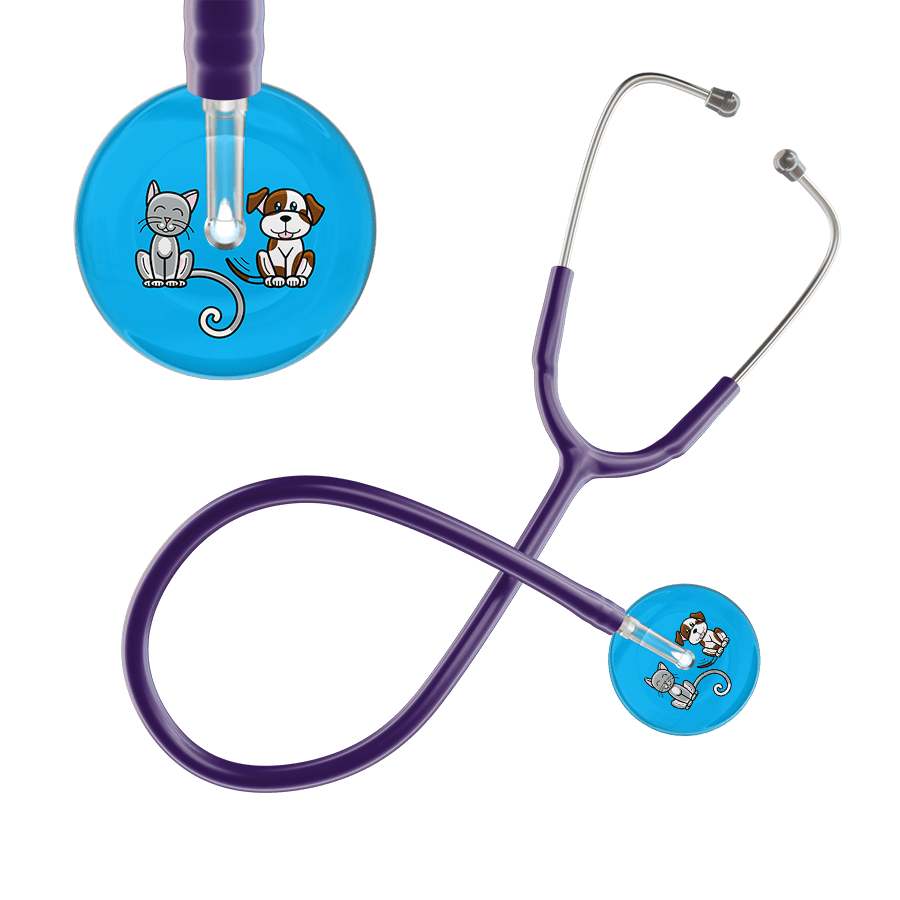 Ultrascope Single Stethoscope Cat & Dog Cyan (CY) / Adult / Purple Dark Cat & Dog Stethoscope