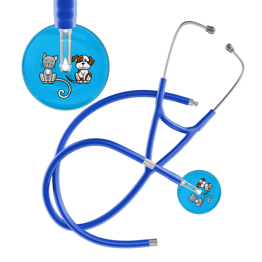 Ultrascope Single Stethoscope Cat & Dog Cyan (CY) / Adult / Royal Blue Extended Tubing Dark Cat & Dog Cardiology Stethoscope