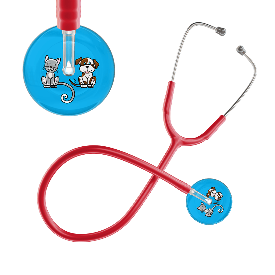 Ultrascope Single Stethoscope Cat & Dog Cyan (CY) / Adult / Red Dark Cat & Dog Stethoscope