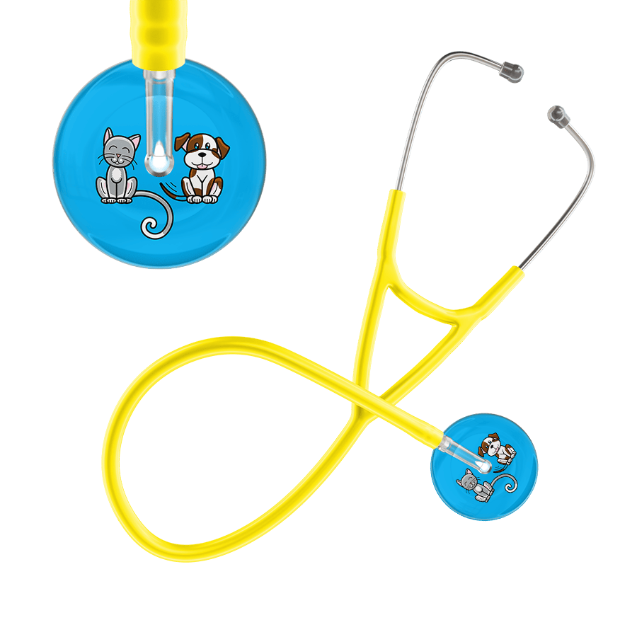 Ultrascope Single Stethoscope Cat & Dog Cyan (CY) / Pediatric / Yellow Dark Cat & Dog Cardiology Stethoscope