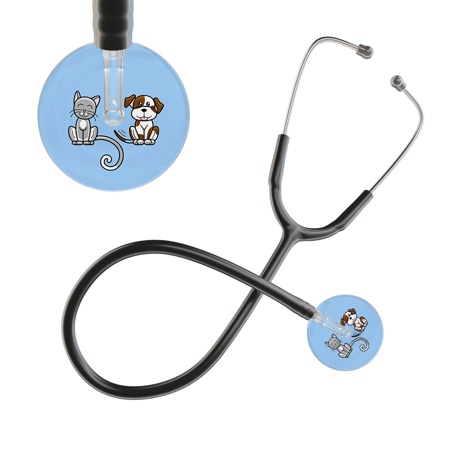 Ultrascope Single Stethoscope Cat & Dog Light Blue (LB) / Adult / Black Cat & Dog Stethoscope