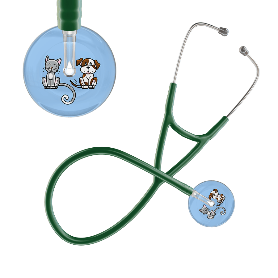 Ultrascope Single Stethoscope Cat & Dog Light Blue (LB) / Pediatric / Dark Green Dark Cat & Dog Cardiology Stethoscope