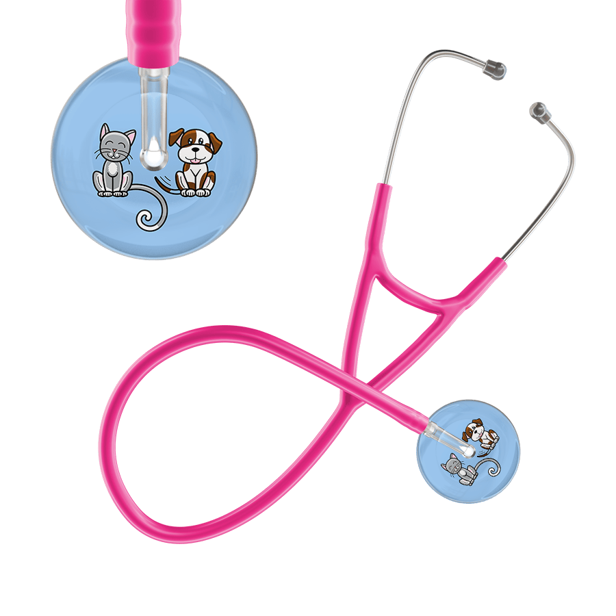 Ultrascope Single Stethoscope Cat & Dog Light Blue (LB) / Adult / Hot Pink Dark Cat & Dog Cardiology Stethoscope