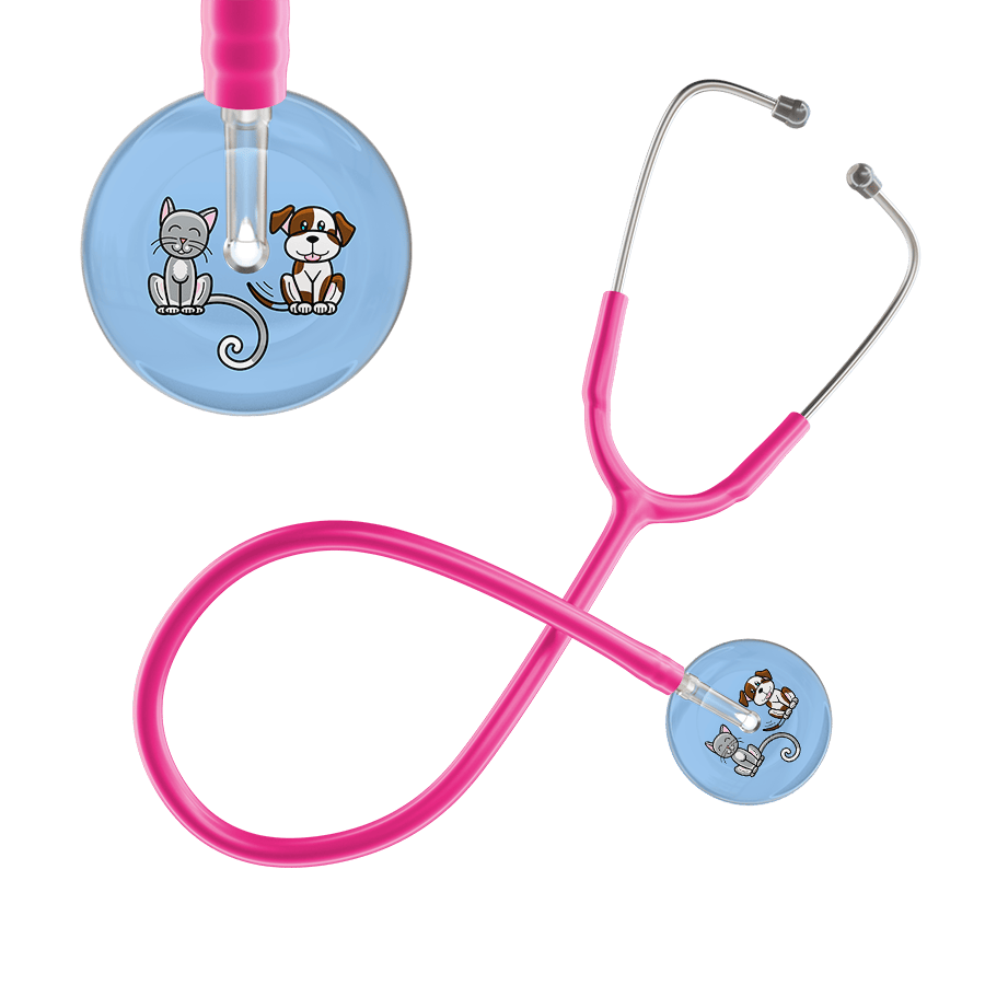 Ultrascope Single Stethoscope Cat & Dog Light Blue (LB) / Adult / Hot Pink Dark Cat & Dog Stethoscope