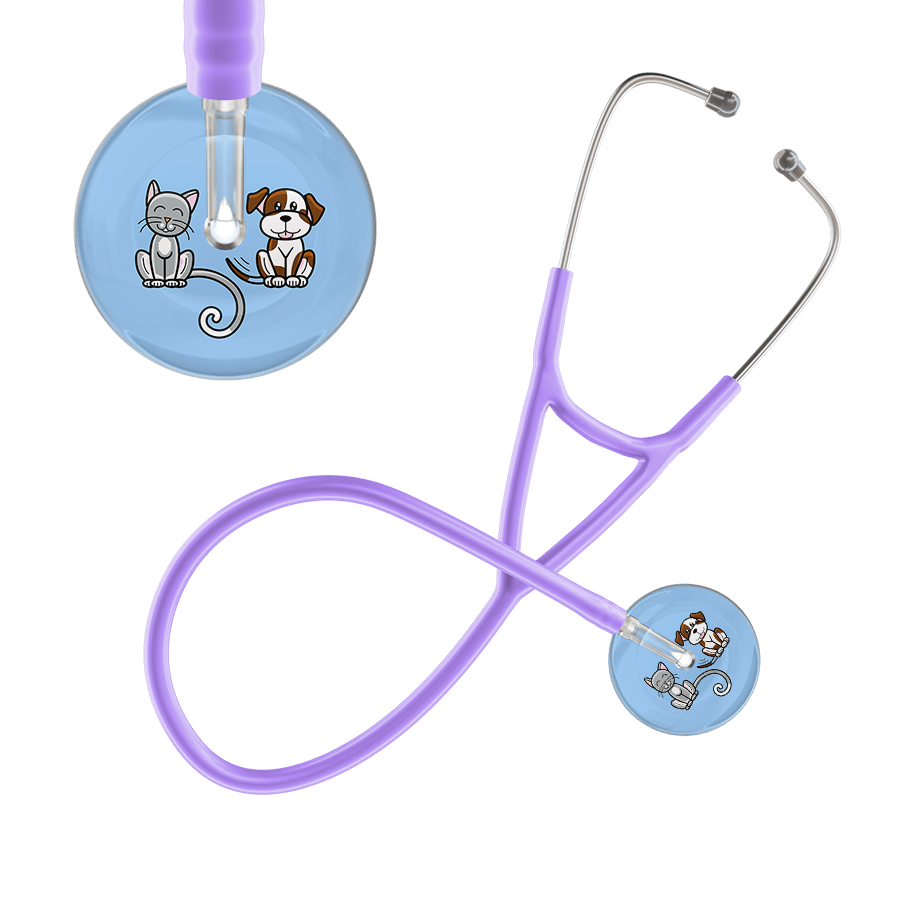 Ultrascope Single Stethoscope Cat & Dog Light Blue (LB) / Adult / Lavender Dark Cat & Dog Cardiology Stethoscope