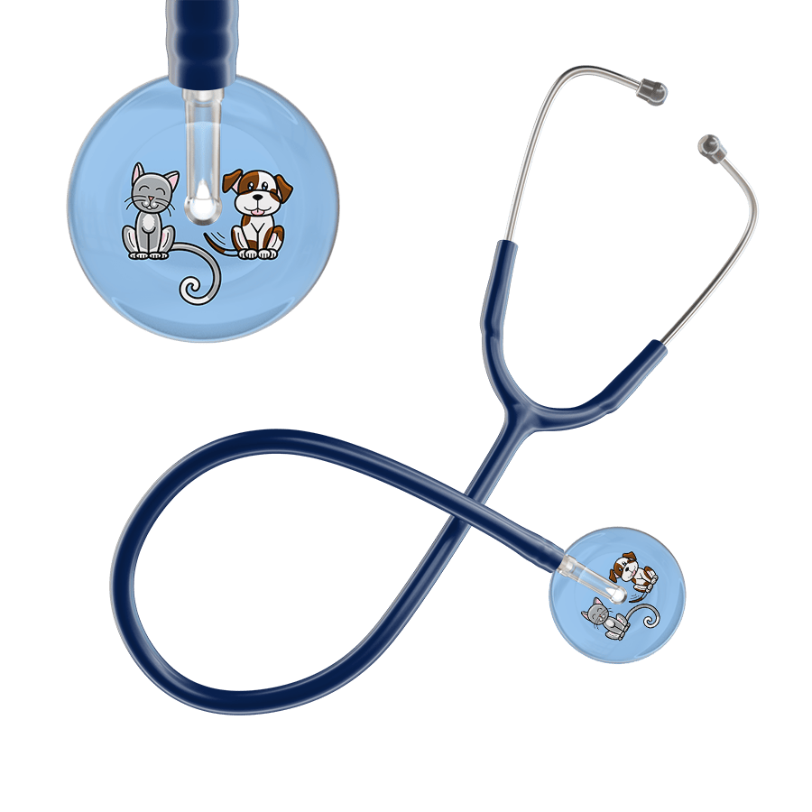Ultrascope Single Stethoscope Cat & Dog Light Blue (LB) / Pediatric / Navy Dark Cat & Dog Stethoscope