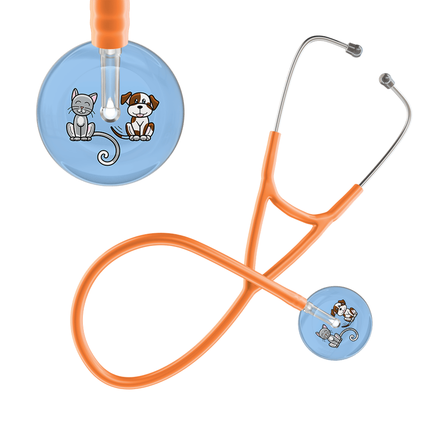 Ultrascope Single Stethoscope Cat & Dog Light Blue (LB) / Adult / Orange Dark Cat & Dog Cardiology Stethoscope