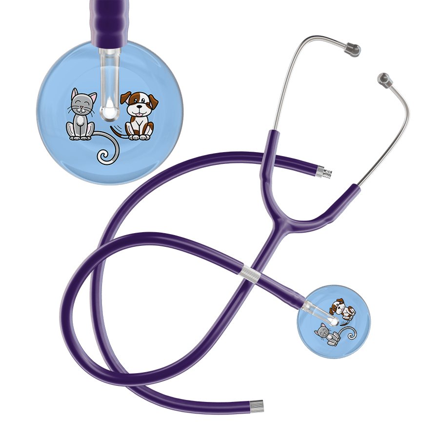 Ultrascope Single Stethoscope Cat & Dog Light Blue (LB) / Adult / Purple Extended Tubing Dark Cat & Dog Stethoscope