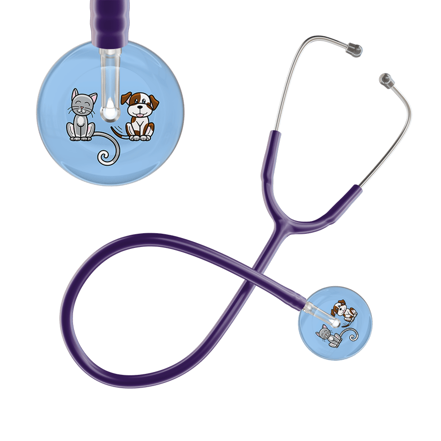 Ultrascope Single Stethoscope Cat & Dog Light Blue (LB) / Pediatric / Purple Dark Cat & Dog Stethoscope