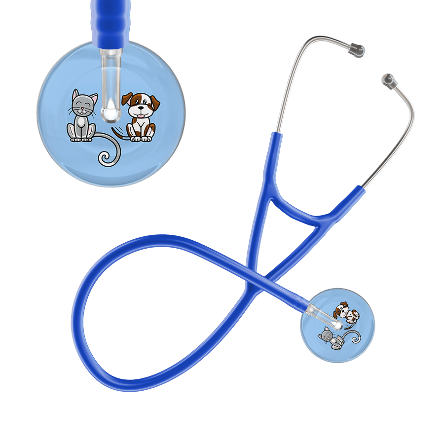 Ultrascope Single Stethoscope Cat & Dog Light Blue (LB) / Adult / Royal Blue Dark Cat & Dog Cardiology Stethoscope
