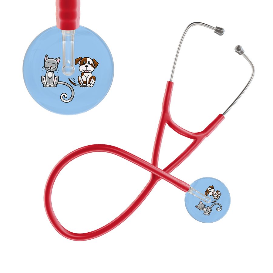 Ultrascope Single Stethoscope Cat & Dog Light Blue (LB) / Adult / Red Cat & Dog Cardiology Stethoscope