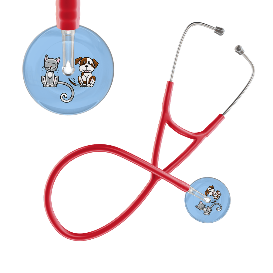Ultrascope Single Stethoscope Cat & Dog Light Blue (LB) / Pediatric / Red Dark Cat & Dog Cardiology Stethoscope