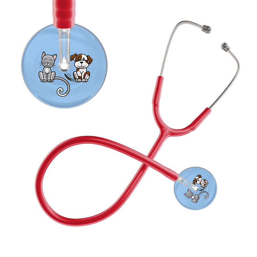 Ultrascope Single Stethoscope Cat & Dog Light Blue (LB) / Pediatric / Red Dark Cat & Dog Stethoscope