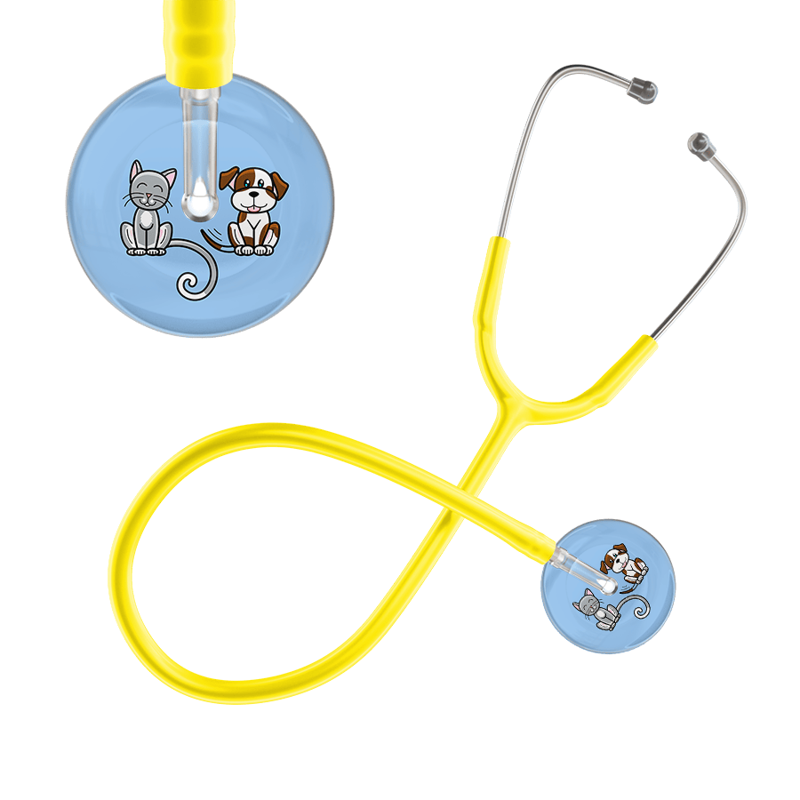 Ultrascope Single Stethoscope Cat & Dog Light Blue (LB) / Adult / Yellow Dark Cat & Dog Stethoscope