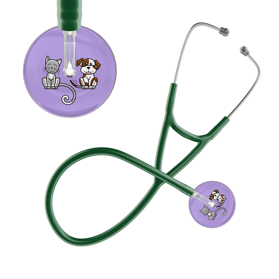 Ultrascope Single Stethoscope Cat & Dog Lilac (LL) / Pediatric / Dark Green Dark Cat & Dog Cardiology Stethoscope