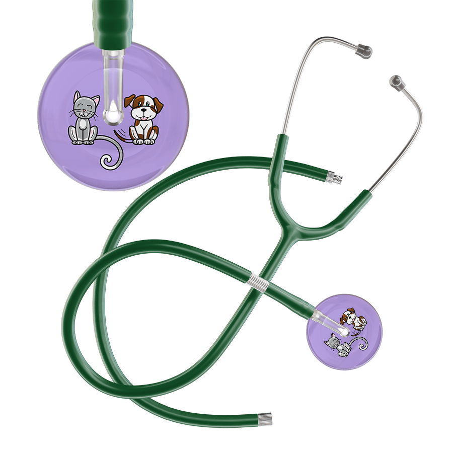 Ultrascope Single Stethoscope Cat & Dog Lilac (LL) / Adult / Dark Green Extended Tubing Dark Cat & Dog Stethoscope