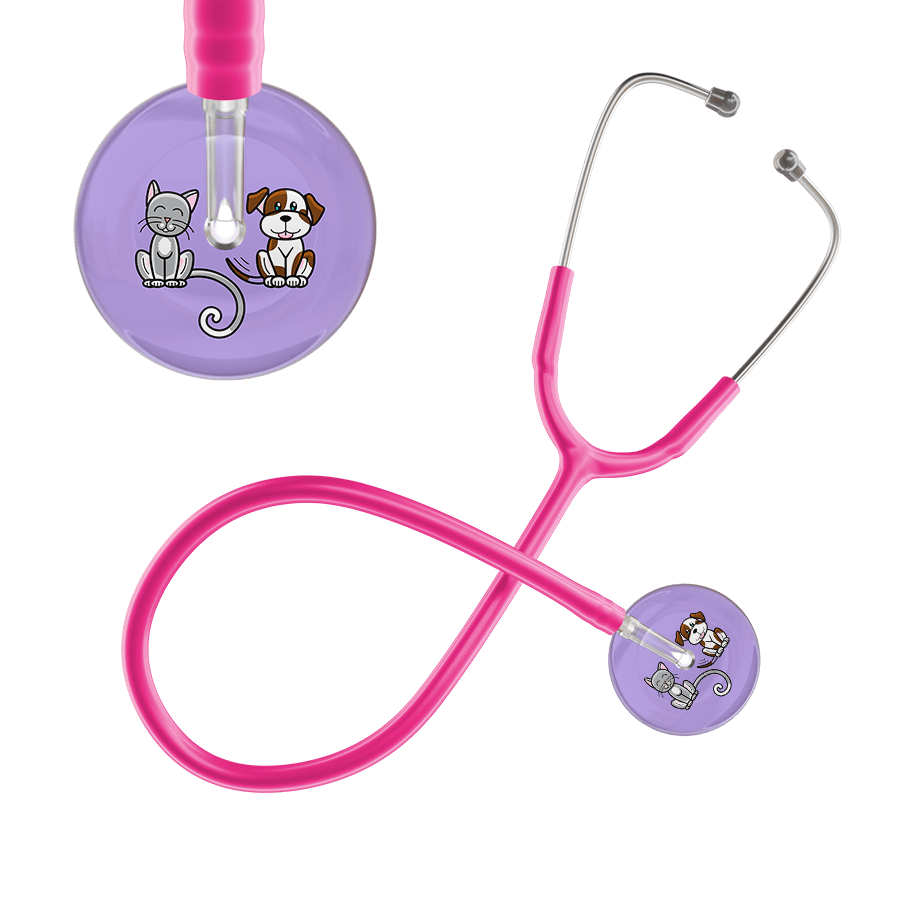 Ultrascope Single Stethoscope Cat & Dog Lilac (LL) / Pediatric / Hot Pink Dark Cat & Dog Stethoscope