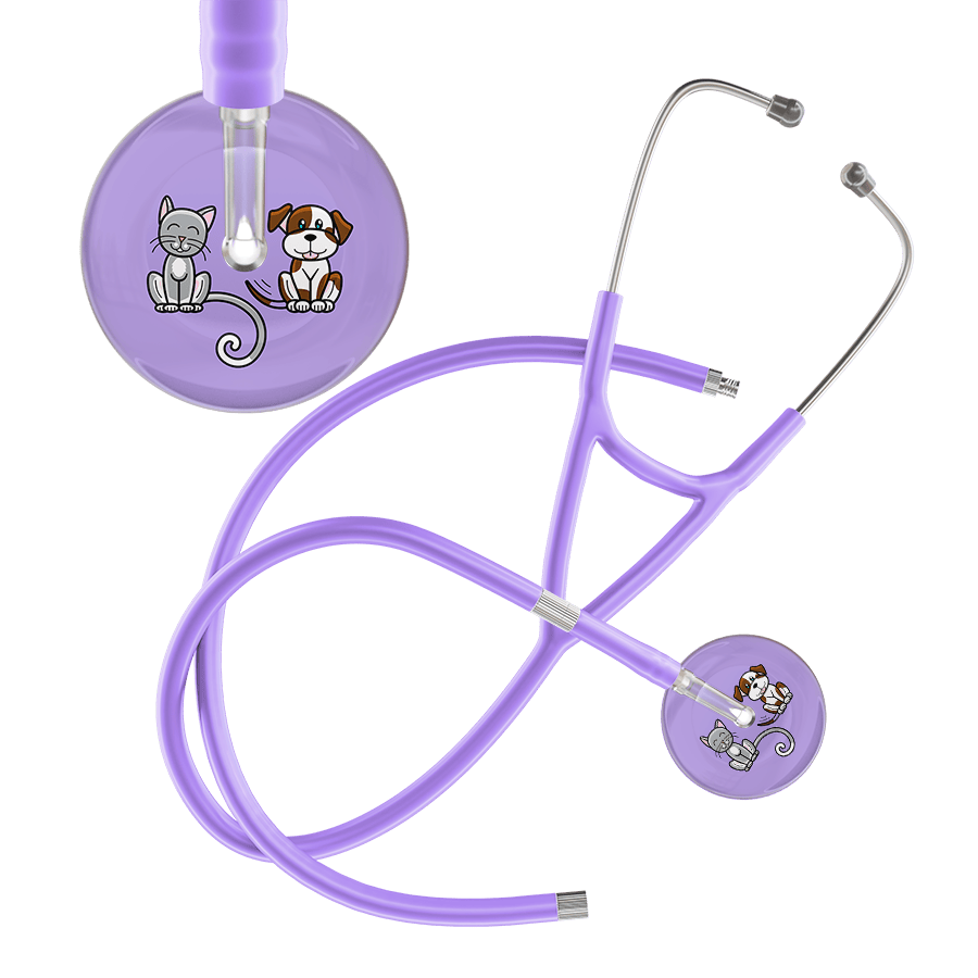 Ultrascope Single Stethoscope Cat & Dog Lilac (LL) / Pediatric / Lavender Extended Tubing Dark Cat & Dog Cardiology Stethoscope