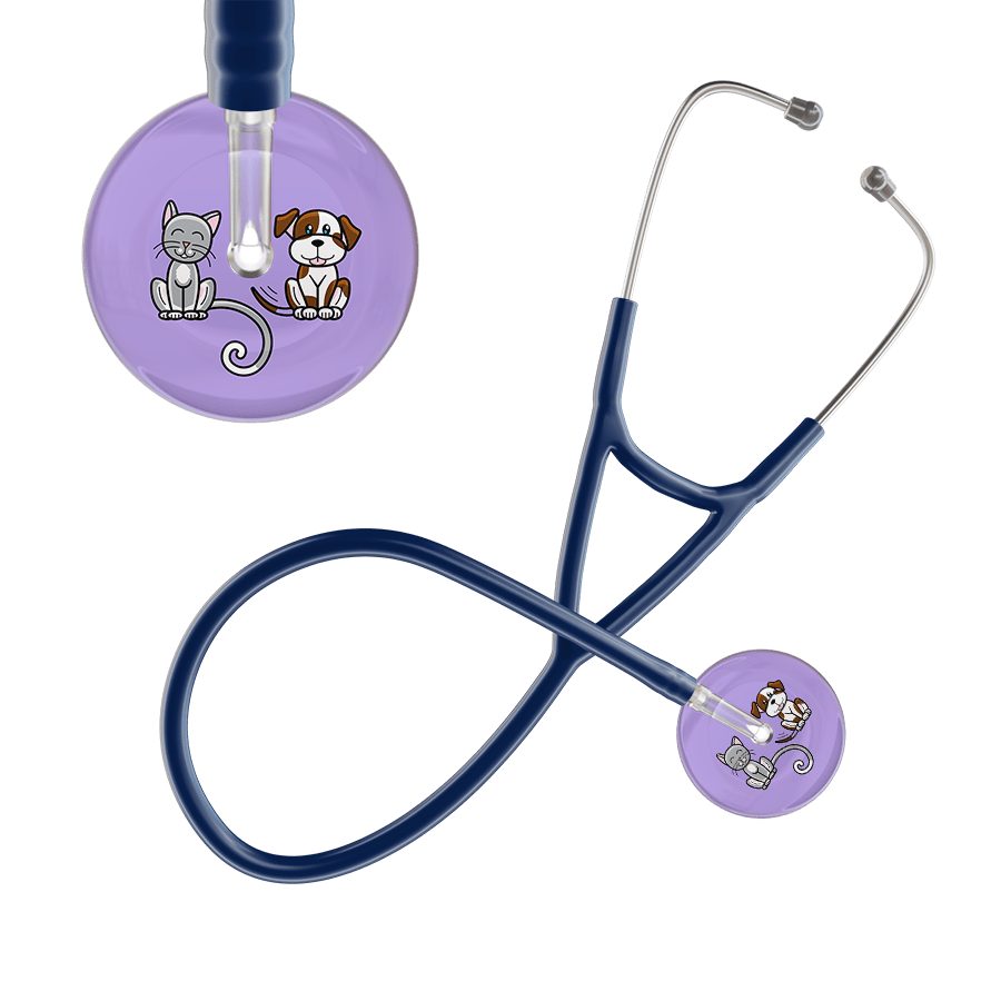 Ultrascope Single Stethoscope Cat & Dog Lilac (LL) / Pediatric / Navy Dark Cat & Dog Cardiology Stethoscope