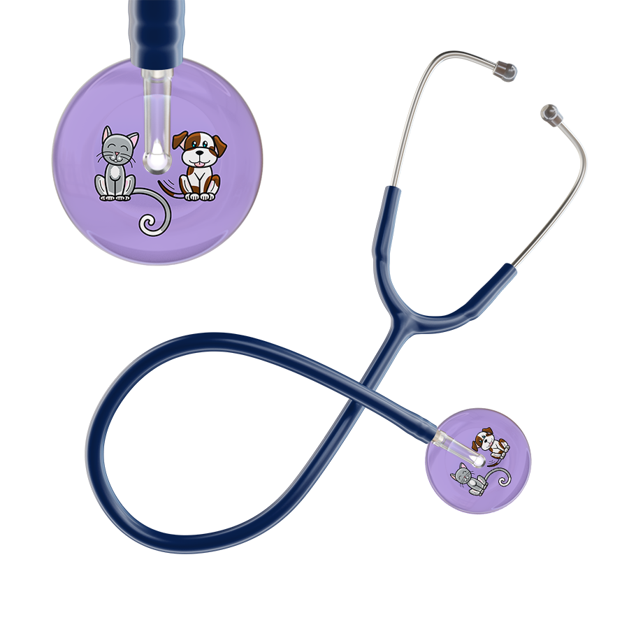 Ultrascope Single Stethoscope Cat & Dog Lilac (LL) / Adult / Navy Dark Cat & Dog Stethoscope