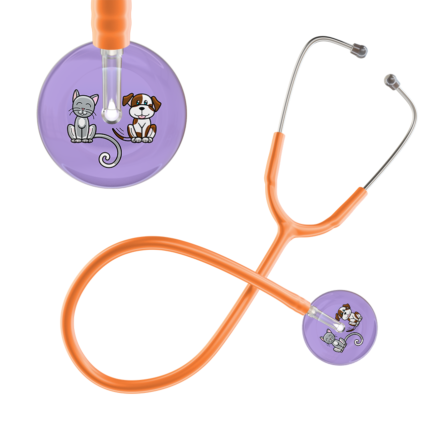 Ultrascope Single Stethoscope Cat & Dog Lilac (LL) / Adult / Orange Dark Cat & Dog Stethoscope