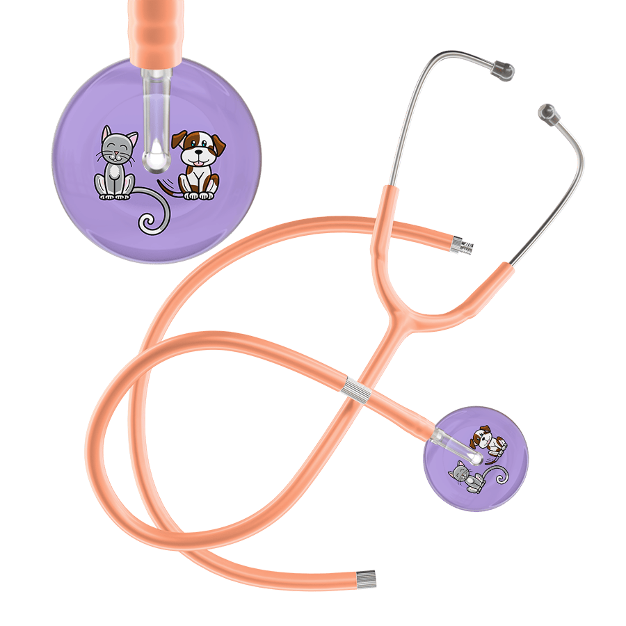 Ultrascope Single Stethoscope Cat & Dog Lilac (LL) / Pediatric / Peach Extended Tubing Dark Cat & Dog Stethoscope