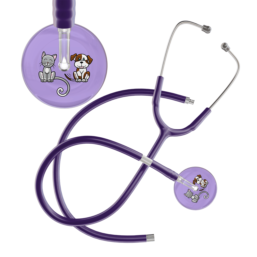 Ultrascope Single Stethoscope Cat & Dog Lilac (LL) / Pediatric / Purple Extended Tubing Dark Cat & Dog Stethoscope