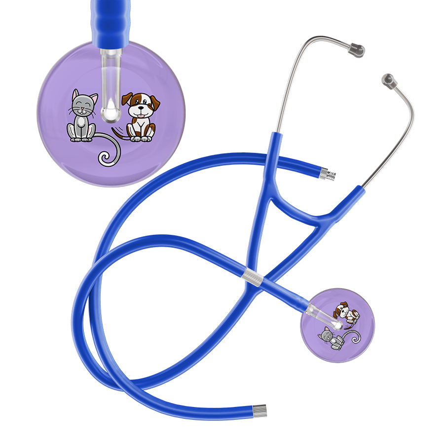 Ultrascope Single Stethoscope Cat & Dog Lilac (LL) / Pediatric / Royal Blue Extended Tubing Dark Cat & Dog Cardiology Stethoscope