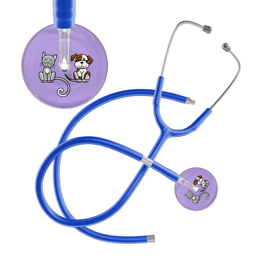 Ultrascope Single Stethoscope Cat & Dog Lilac (LL) / Adult / Royal Blue Extended Tubing Dark Cat & Dog Stethoscope
