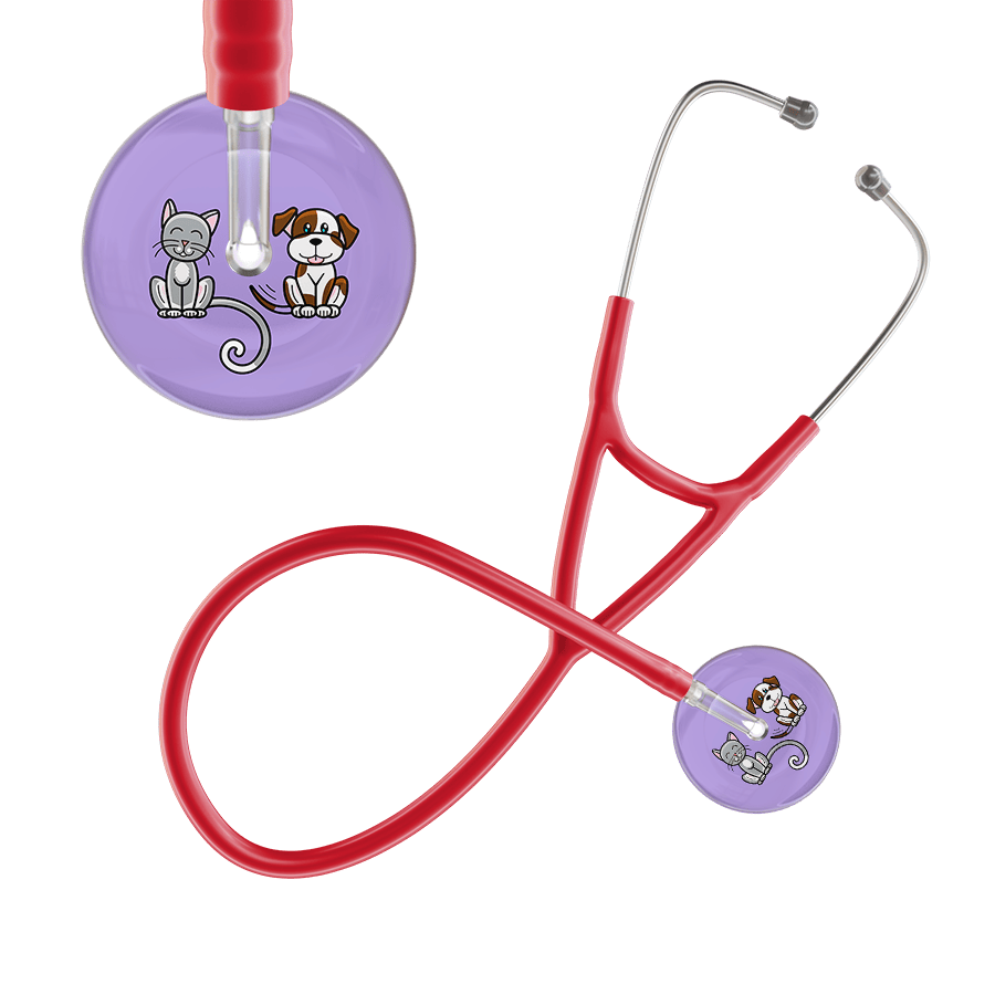 Ultrascope Single Stethoscope Cat & Dog Lilac (LL) / Adult / Red Dark Cat & Dog Cardiology Stethoscope