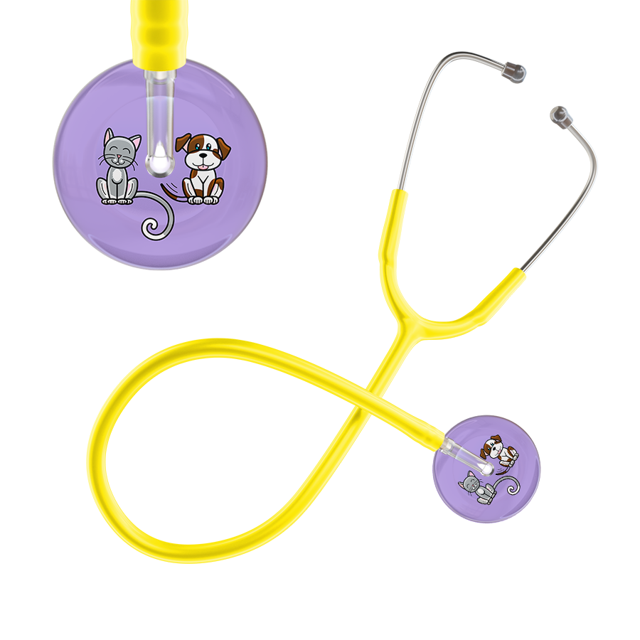 Ultrascope Single Stethoscope Cat & Dog Lilac (LL) / Adult / Yellow Dark Cat & Dog Stethoscope