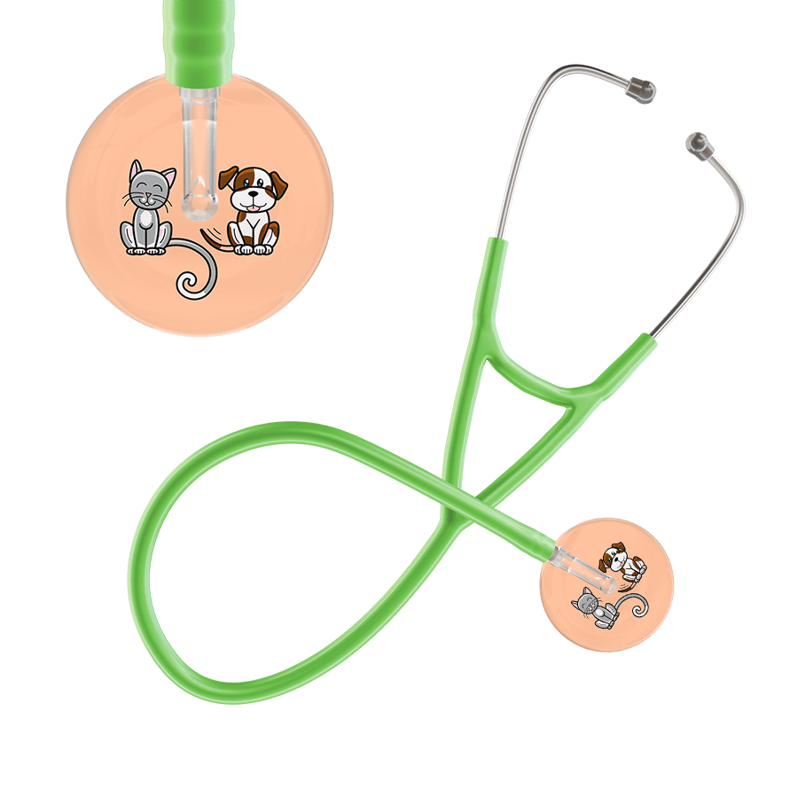 Ultrascope Single Stethoscope Cat & Dog Peach (PE) / Adult / Lime Green Cat & Dog Cardiology Stethoscope