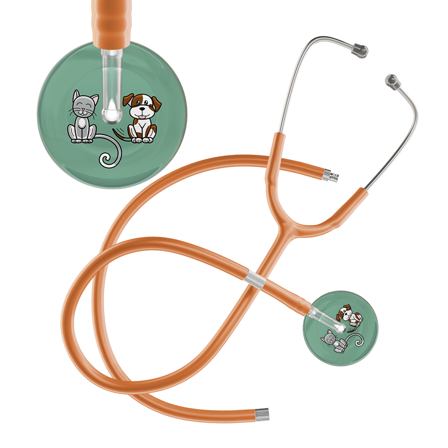 Ultrascope Single Stethoscope Cat & Dog Sage (SG) / Pediatric / Caramel Extended Tubing Dark Cat & Dog Stethoscope
