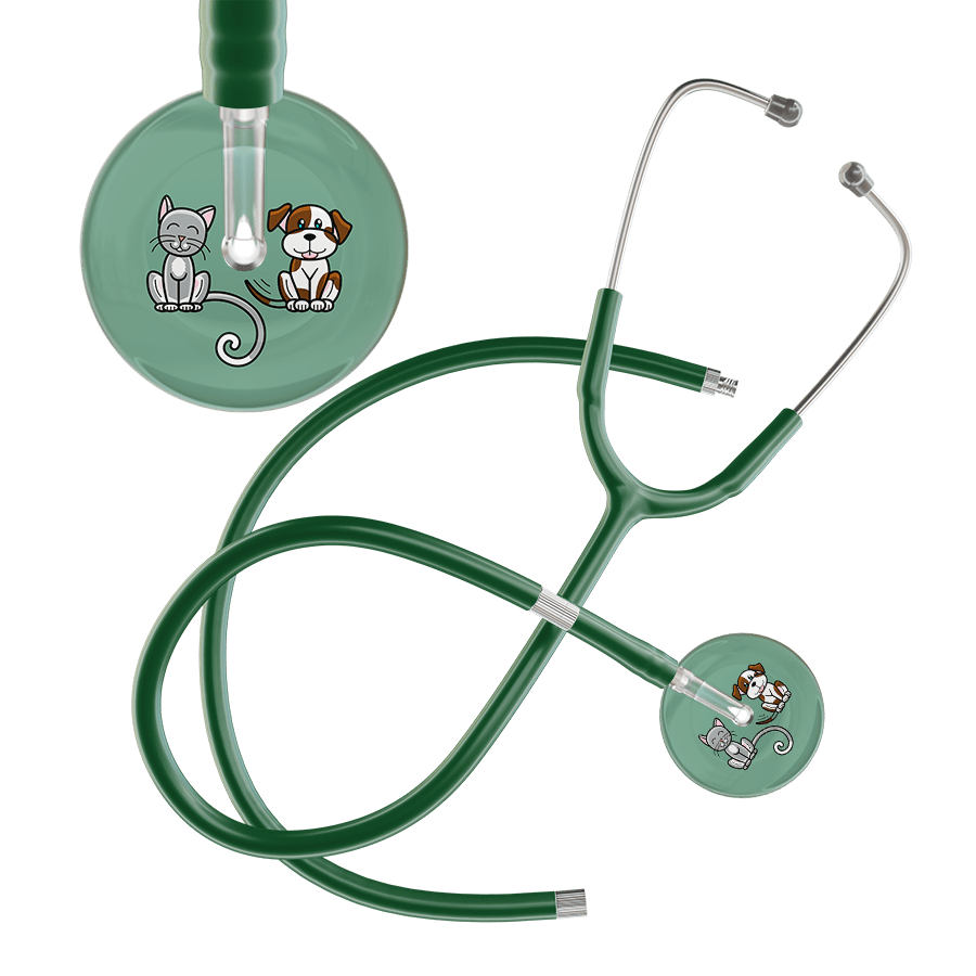Ultrascope Single Stethoscope Cat & Dog Sage (SG) / Adult / Dark Green Extended Tubing Dark Cat & Dog Stethoscope