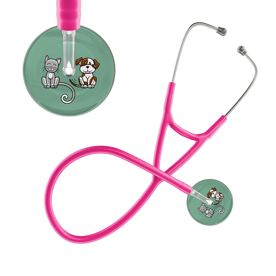 Ultrascope Single Stethoscope Cat & Dog Sage (SG) / Pediatric / Hot Pink Dark Cat & Dog Cardiology Stethoscope