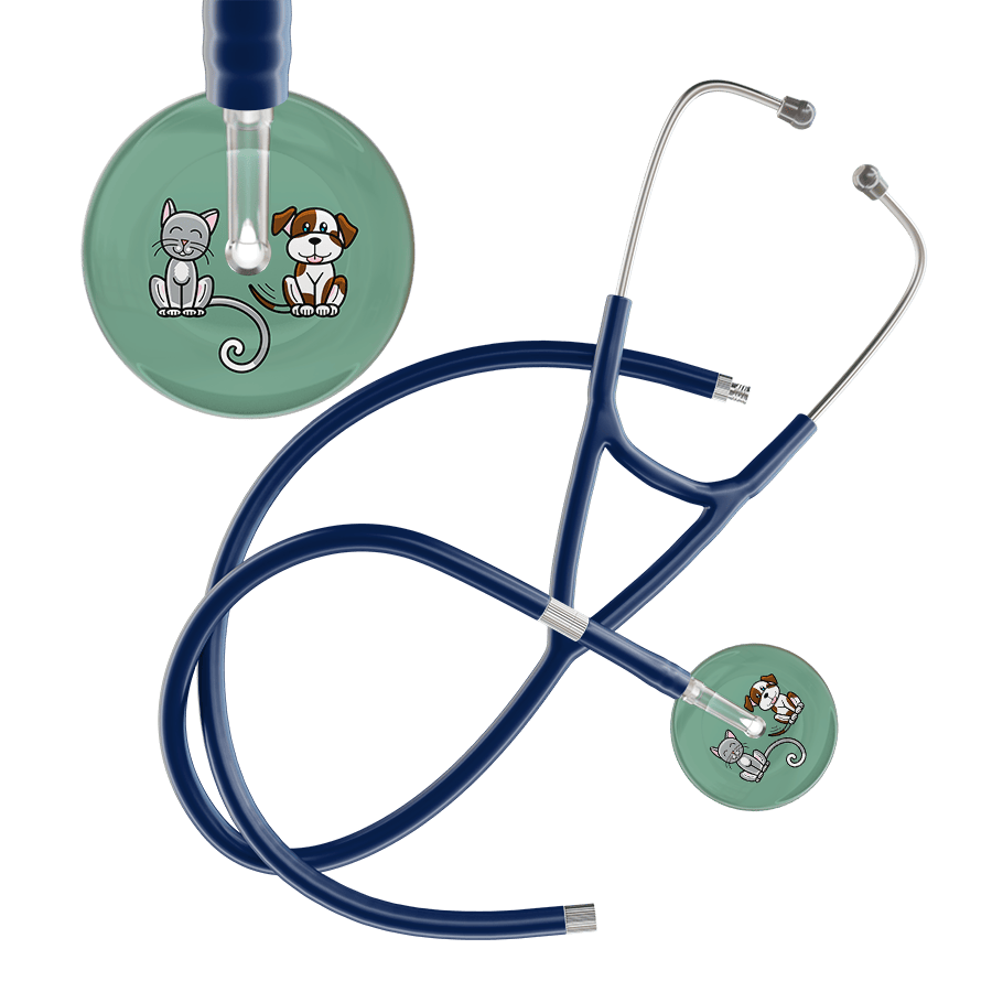 Ultrascope Single Stethoscope Cat & Dog Sage (SG) / Pediatric / Navy Extended Tubing Dark Cat & Dog Cardiology Stethoscope