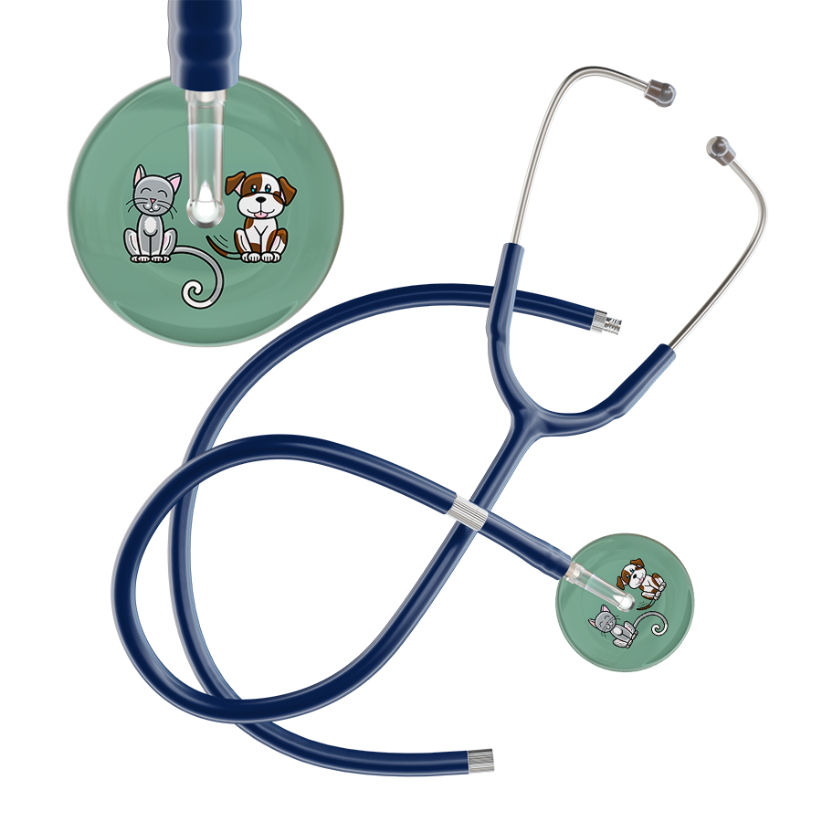 Ultrascope Single Stethoscope Cat & Dog Sage (SG) / Pediatric / Navy Extended Tubing Dark Cat & Dog Stethoscope